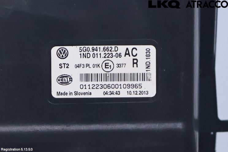 Volkswagen VW GOLF / E-GOLF VII 13-20 Frontlykt-Kurve-Tåkelys