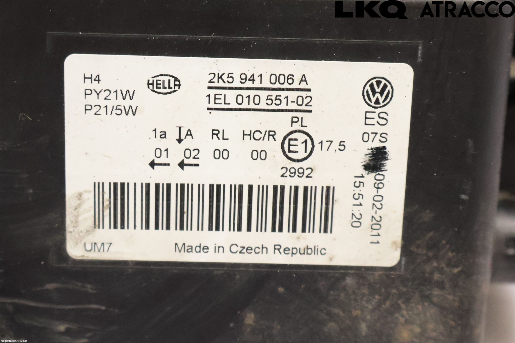 Volkswagen VW CADDY 11-15 Frontlykt Høyre