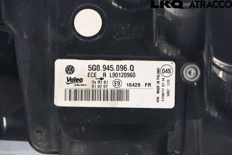 Volkswagen VW GOLF / E-GOLF VII 13-20 Baklykt Høyre
