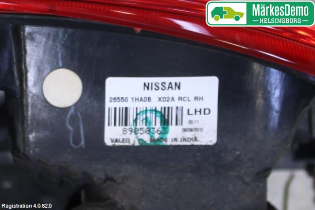 Nissan MICRA 11-16 Baklykt Høyre