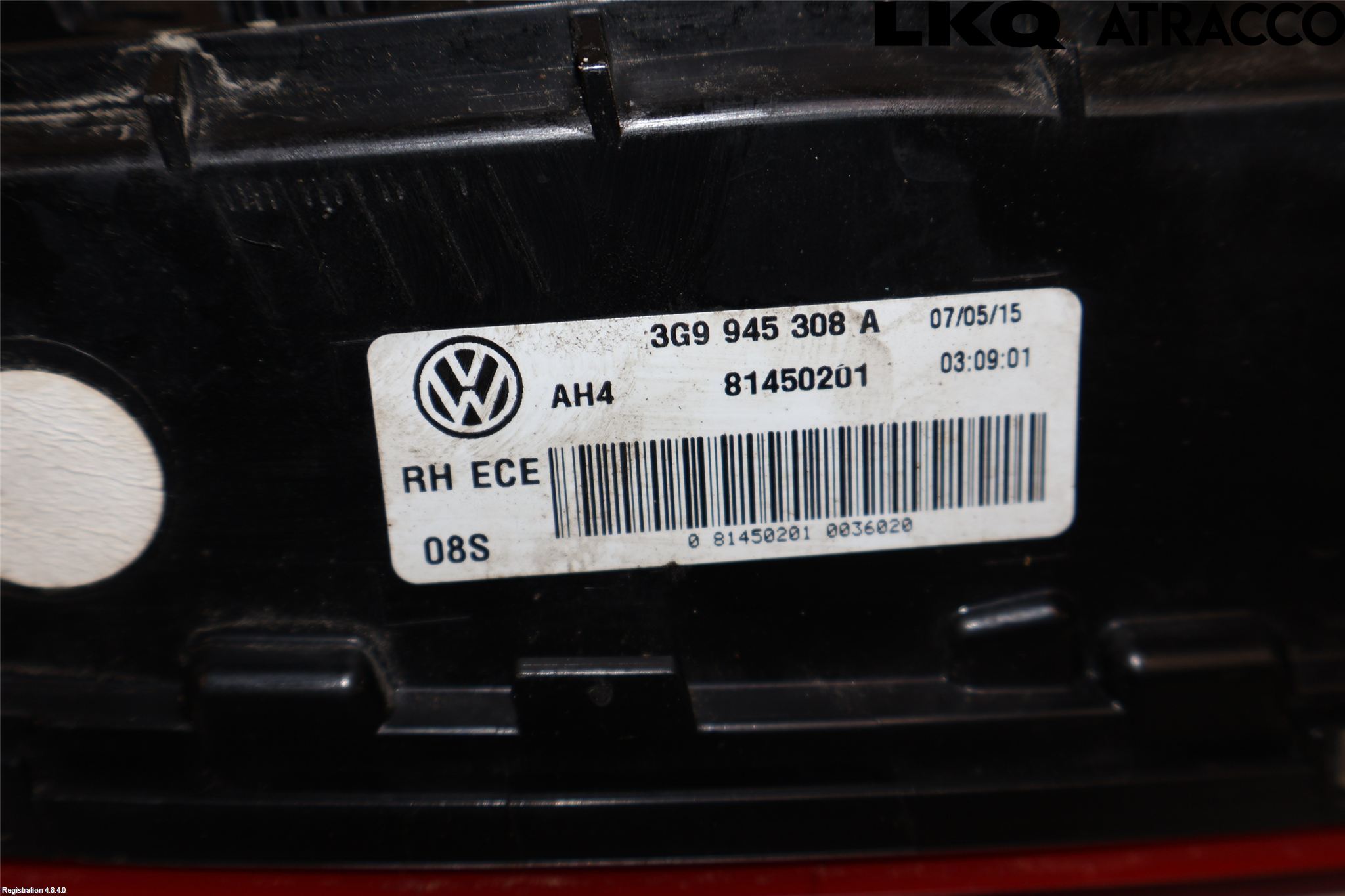 Volkswagen VW PASSAT 15-19 Baklykt Høyre  På Luke(Indre)