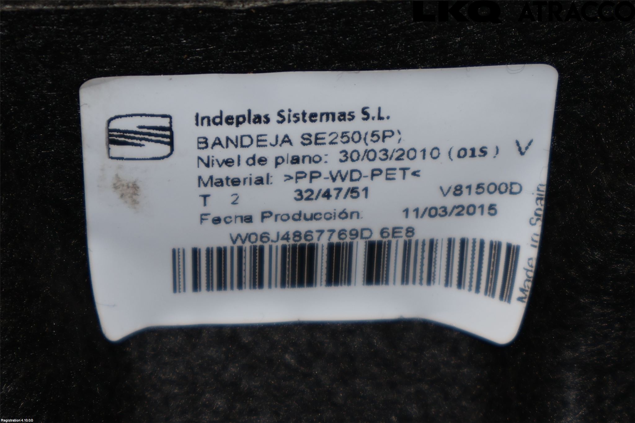Seat IBIZA IV 08-16 Innr Hattehylle