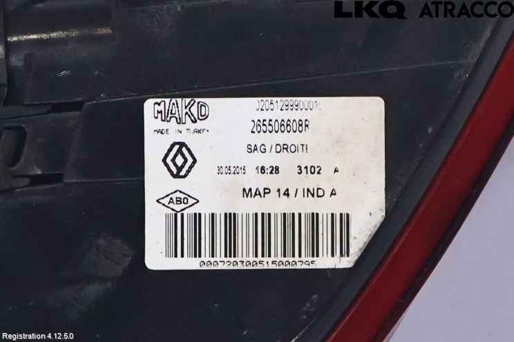 Renault CLIO IV 12-16 Baklykt Høyre