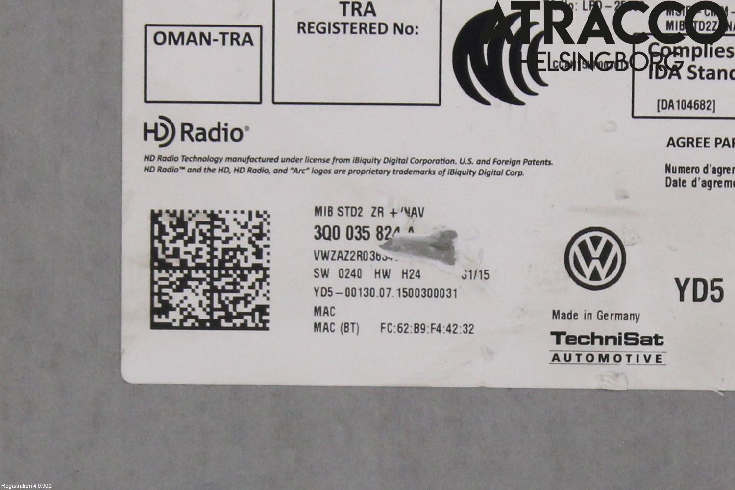 Volkswagen VW GOLF / E-GOLF VII 13-20 Stereo Radio Med Cd