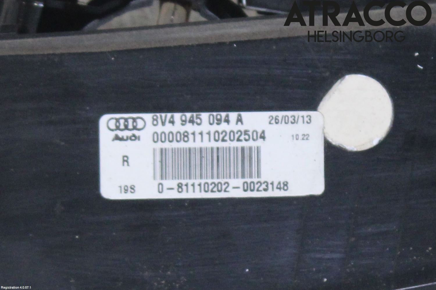 Audi A3/S3 8V 13-20 Baklykt Høyre  På Luke(Indre)