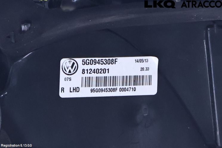 Volkswagen VW GOLF / E-GOLF VII 13-20 Baklykt Høyre  På Luke(Indre)