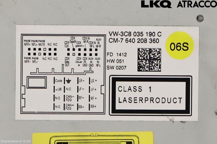 Volkswagen VW PASSAT CC 08-16 Stereo Radio Med Cd