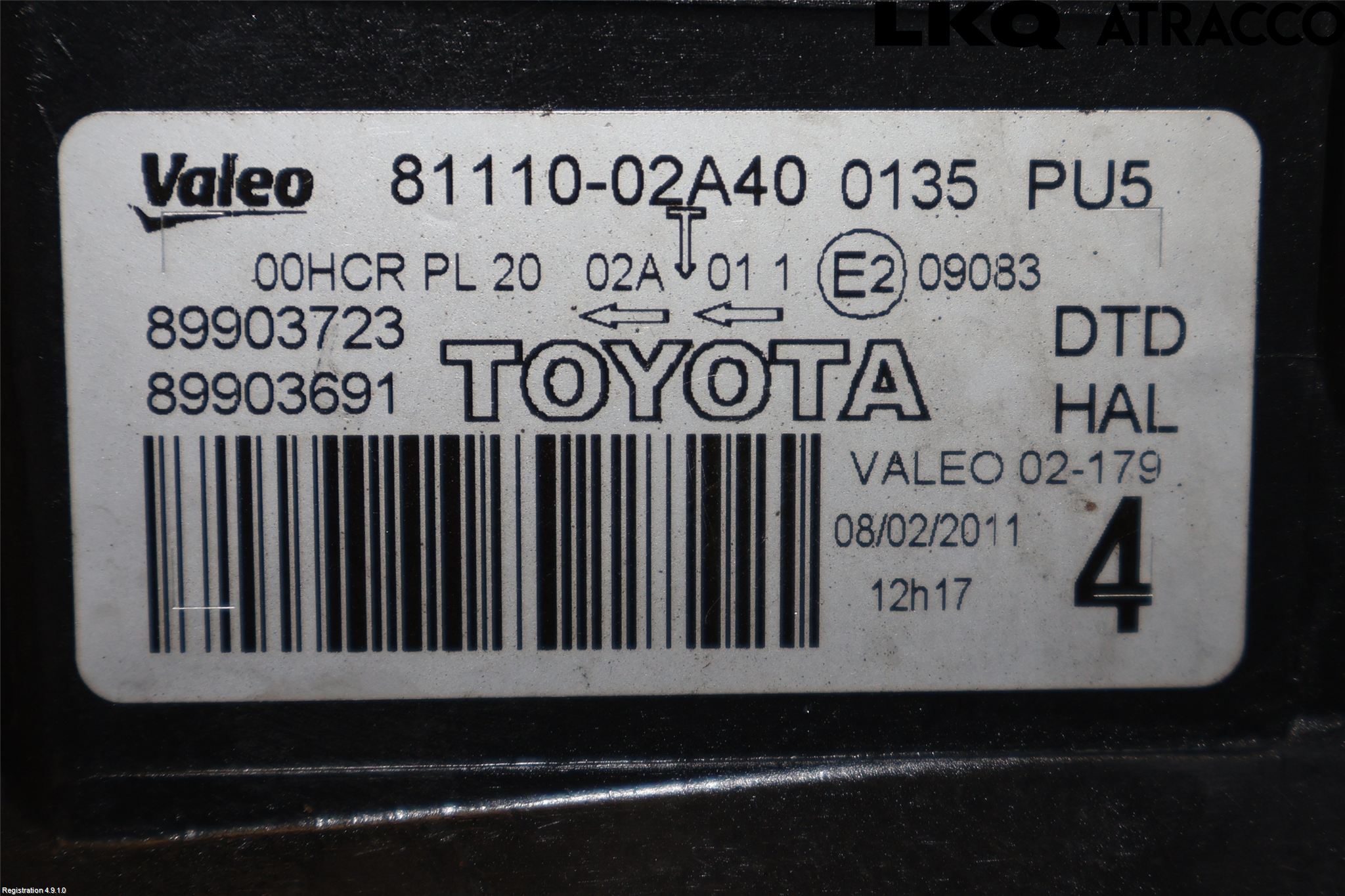Toyota AURIS 10-12 Frontlykt Høyre