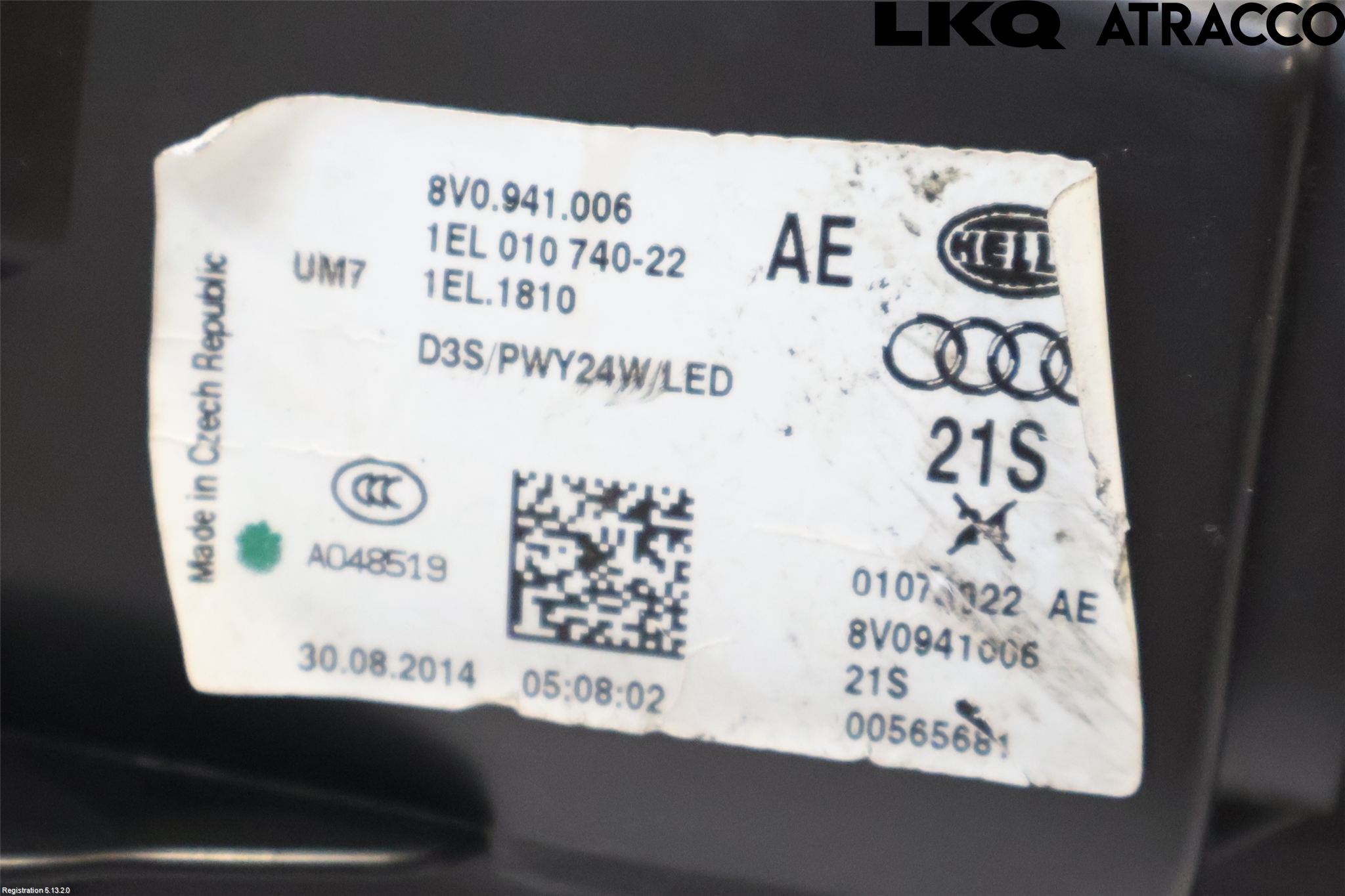 Audi A3/S3 8V 13-20 Frontlykt Høyre