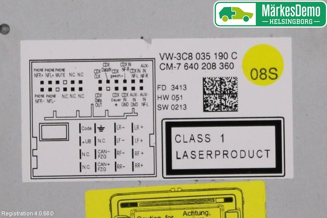 Volkswagen VW PASSAT 11-14 Stereo Radio Med Cd