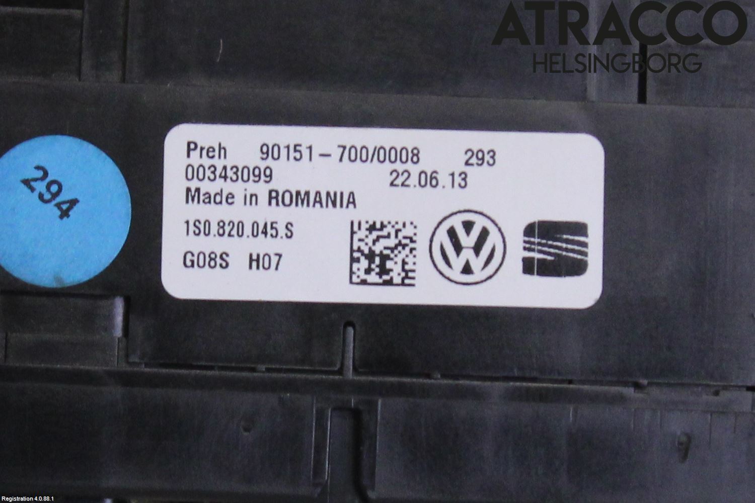 Volkswagen VW UP! / E-UP! Varmeapparat Panel(Regulering)