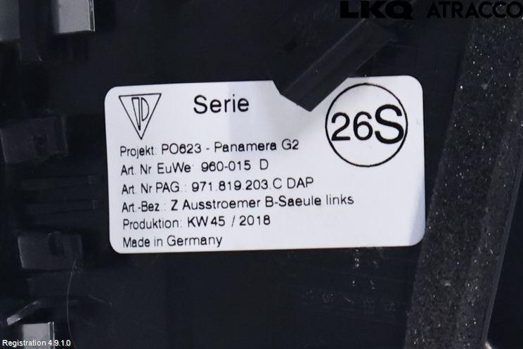 Porsche PANAMERA 09- Dashbord Kanal - Dyse