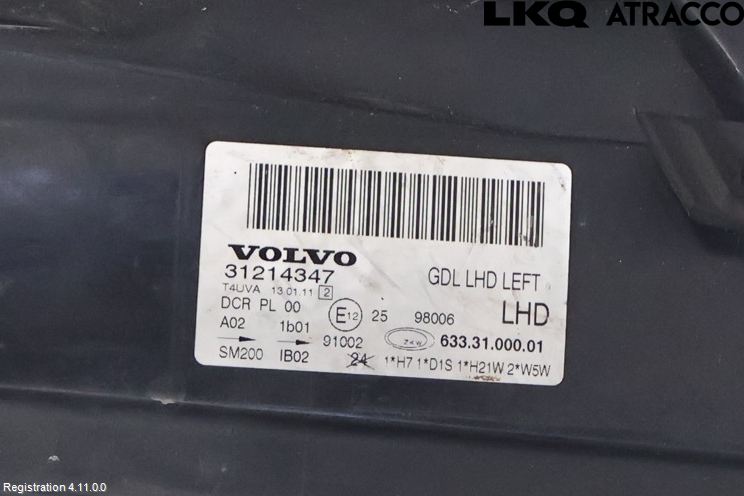 Volvo V70 08-13 Frontlykt Venstre