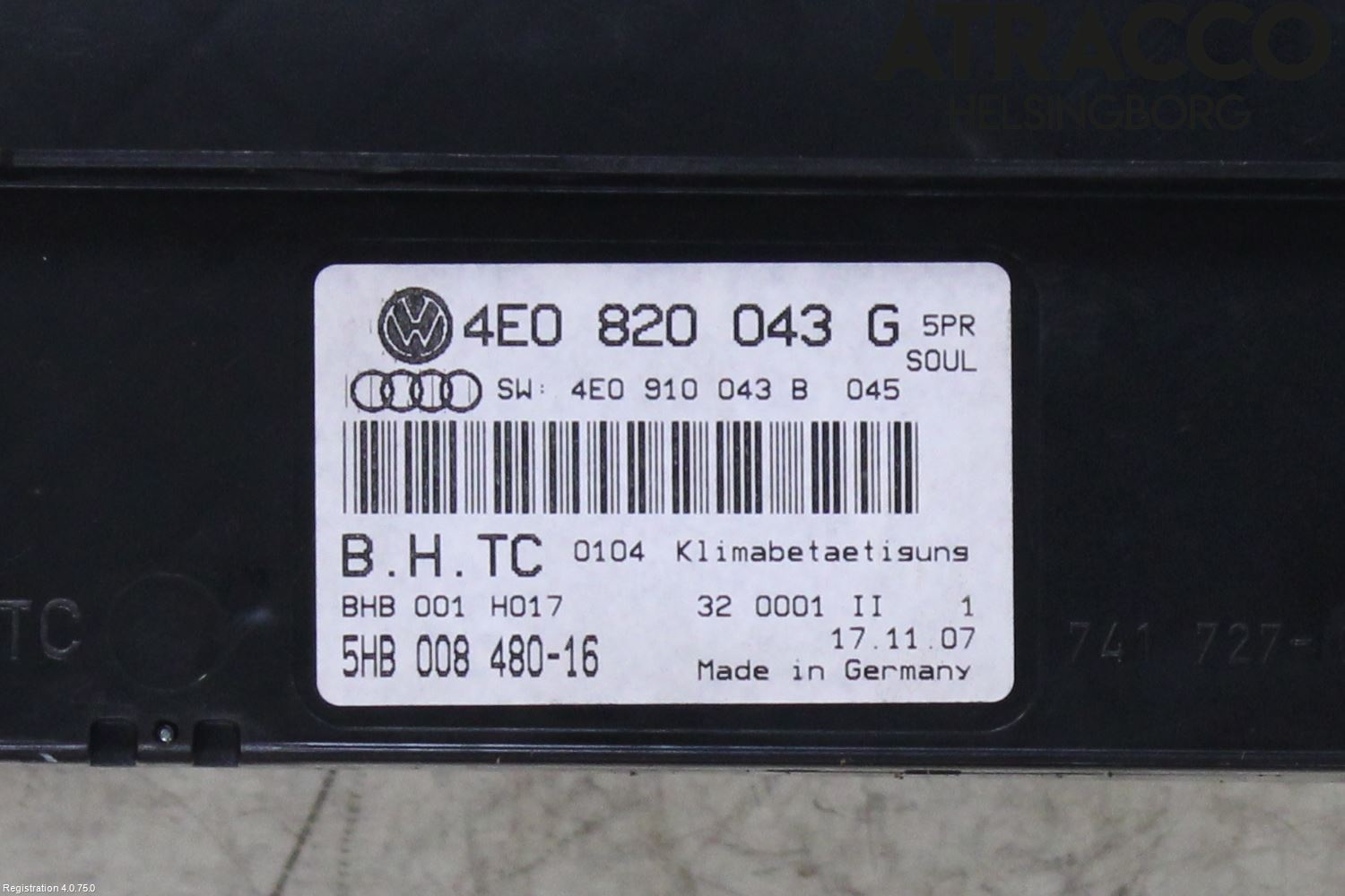 Audi A8/S8 4E  02-09 Varme Ac Betjening-Display