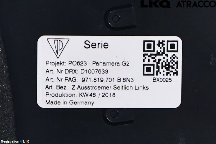 Porsche PANAMERA 09- Dashbord Kanal - Dyse