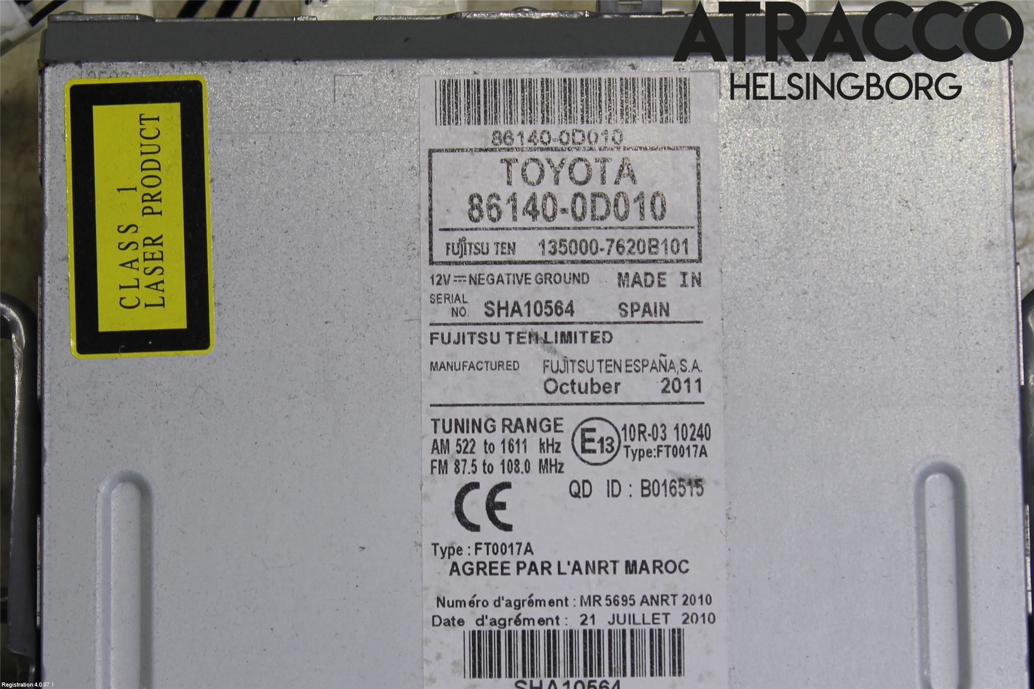 Toyota YARIS XP130 12-14 Stereo Radio Med Cd