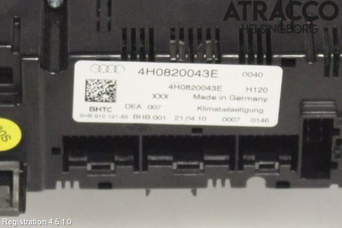 Audi A8/S8 4H 10-17 Varme Ac Betjening-Display