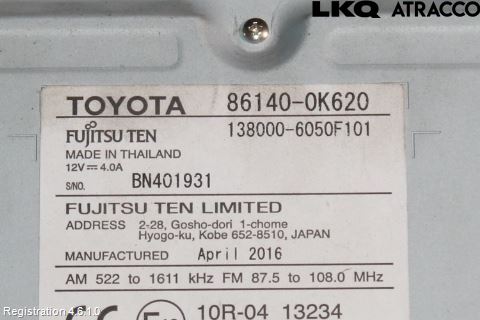 Toyota HILUX 16- Stereo Radio Med Cd