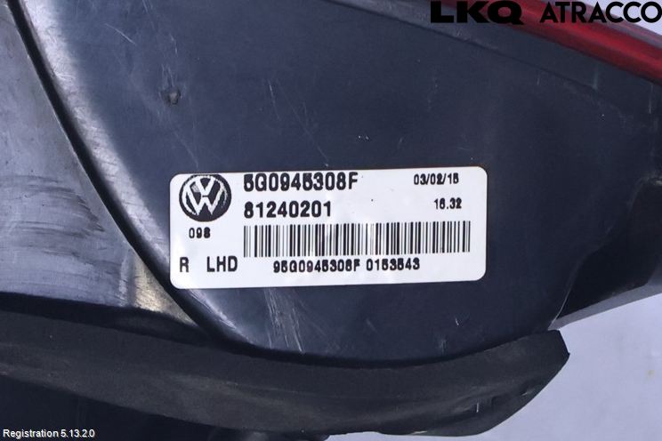 Volkswagen VW GOLF / E-GOLF VII 13-20 Baklykt Høyre  På Luke(Indre)