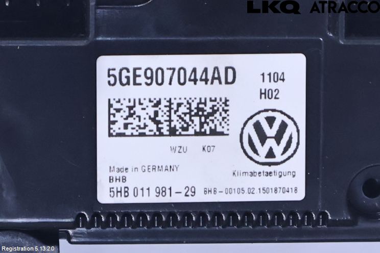 Volkswagen VW GOLF / E-GOLF VII 13-20 Varme Ac Betjening-Display