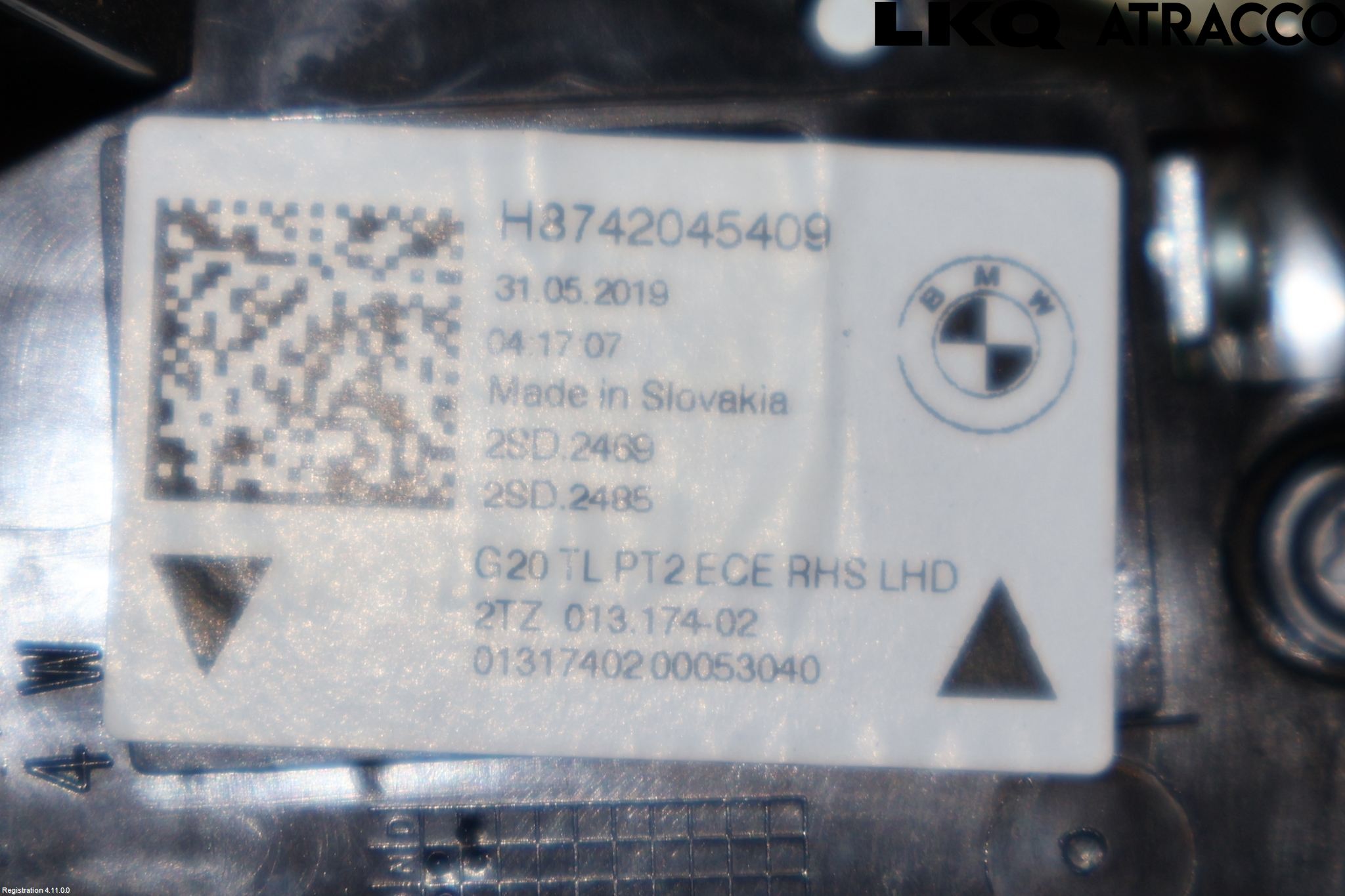 BMW 3 G20/G21/G80/G81 19- Baklykt Høyre  På Luke(Indre)