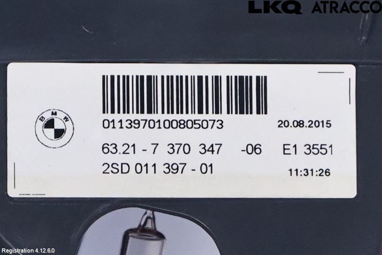 BMW 5 F10/F11/F18 09-17 Baklykt Venstre  På Luke(Indre