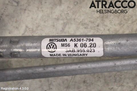 Volkswagen VW PASSAT 11-14 Viskeroverføring Frontrute