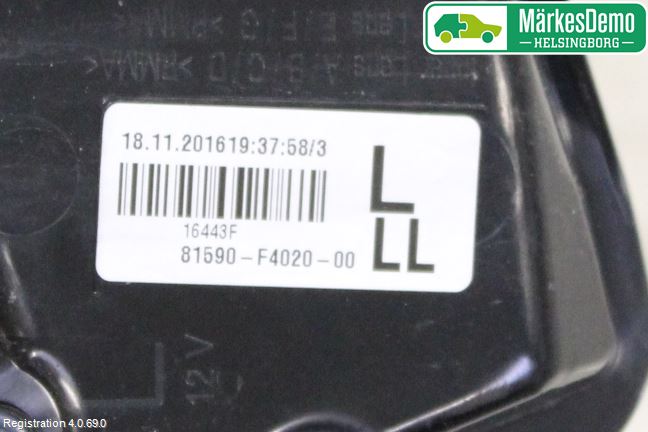 Toyota C-HR 16-23 Baklykt Venstre  På Luke(Indre
