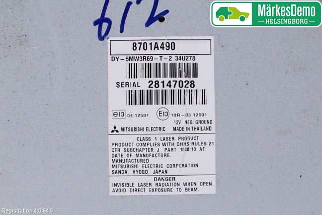 Mitsubishi ASX 10-22 Stereo Radio Med Cd