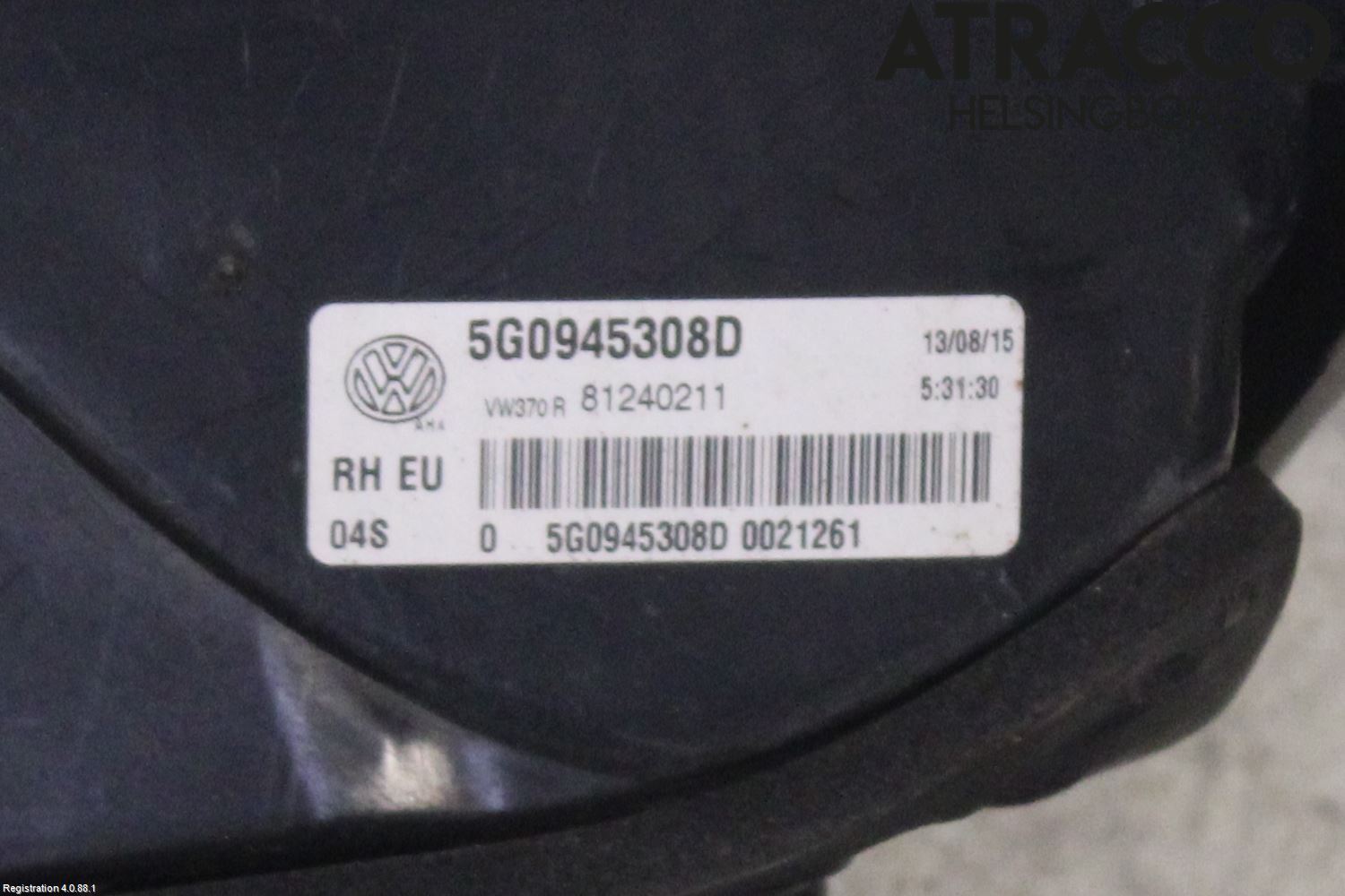 Volkswagen VW GOLF / E-GOLF VII 13-20 Baklykt Høyre  På Luke(Indre)