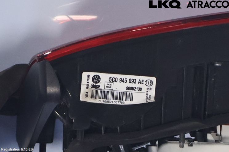 Volkswagen VW GOLF / E-GOLF VII 13-20 Baklykt Venstre  På Luke(Indre