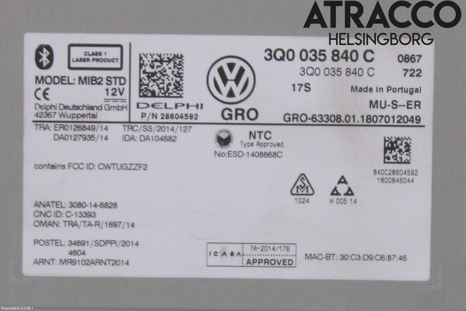 Volkswagen VW GOLF / E-GOLF VII 13-20 Stereo Radio Med Cd