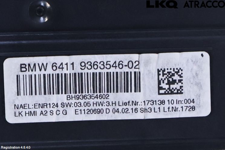 BMW 1 F20/F21 11-19 Varme Ac Betjening-Display