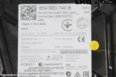 Skoda FABIA 22- Instr Kombinert