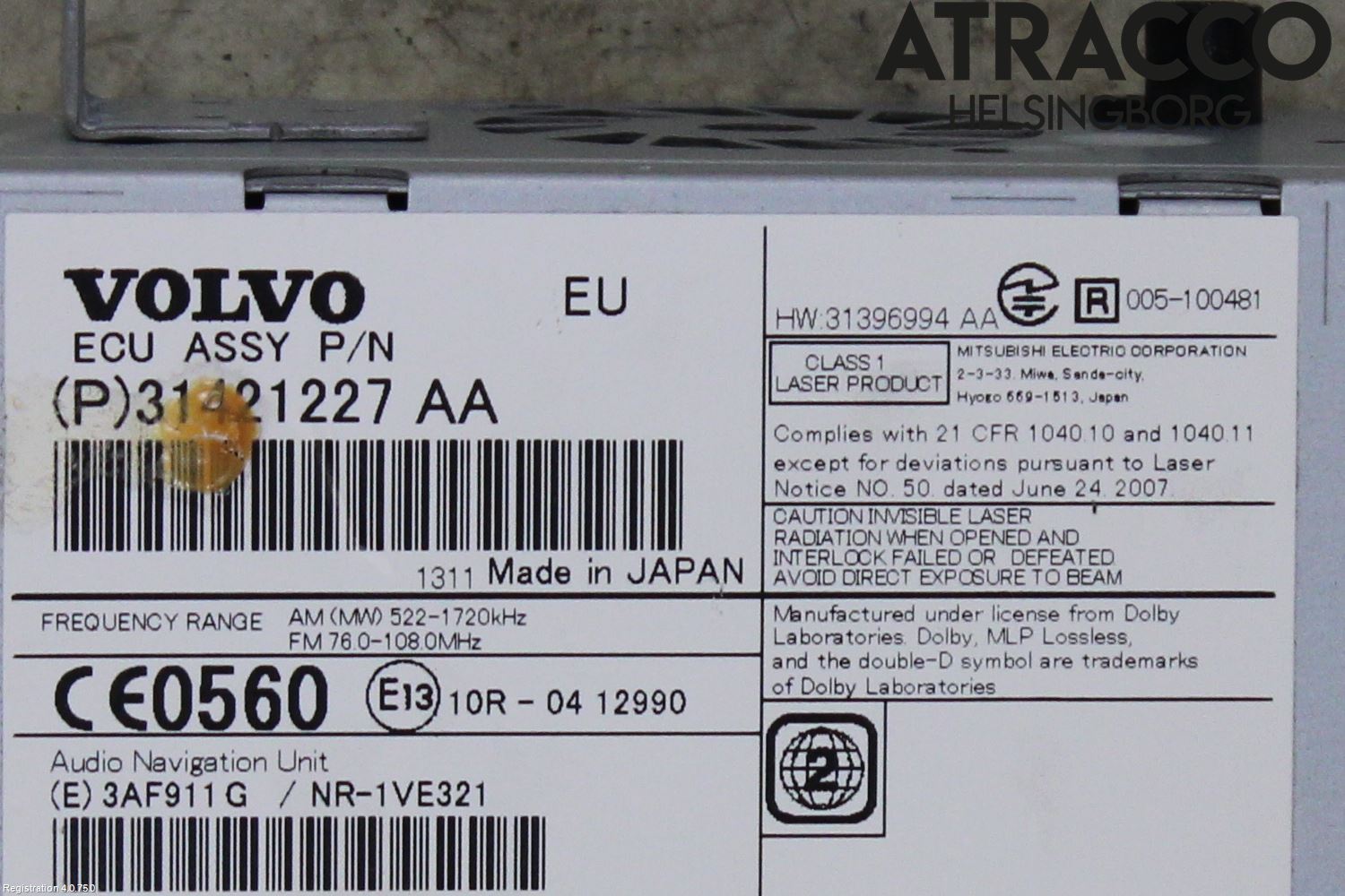 Volvo S60 14-18 Stereo Radio Med Cd