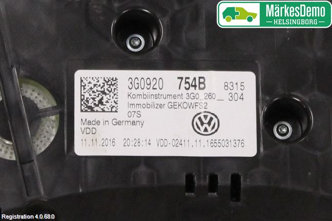 Volkswagen VW PASSAT 15-19 Instr Kombinert