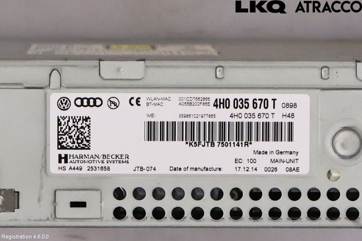 Audi A8/S8 4H 10-17 Stereo Radio Med Cd