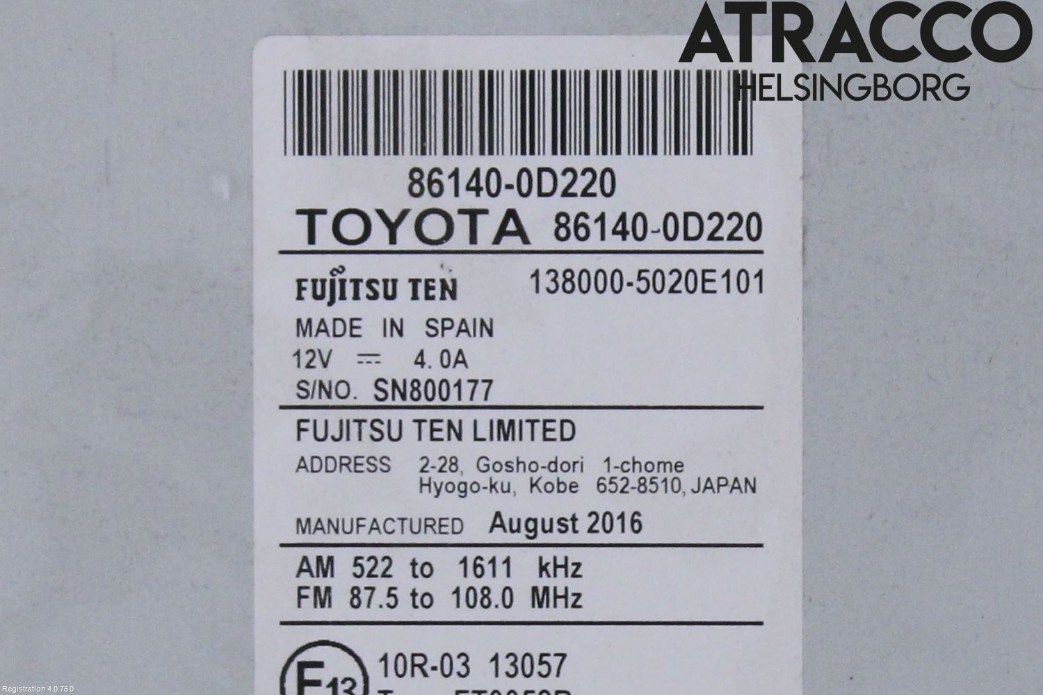 Toyota YARIS XP130 15-20 Stereo Radio Med Cd