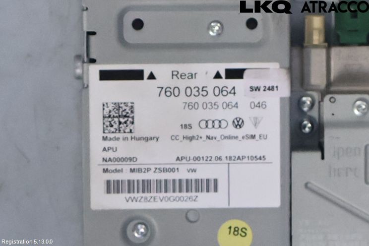 Volkswagen VW TOUAREG CR 18- Stereo Radio Med Cd