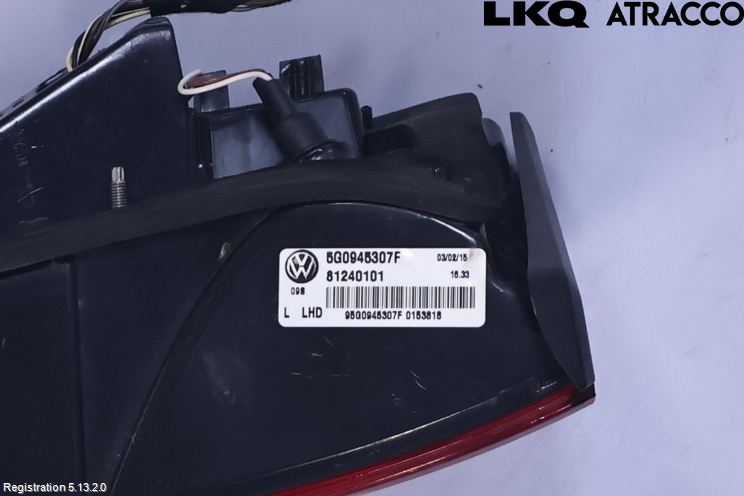 Volkswagen VW GOLF / E-GOLF VII 13-20 Baklykt Venstre  På Luke(Indre