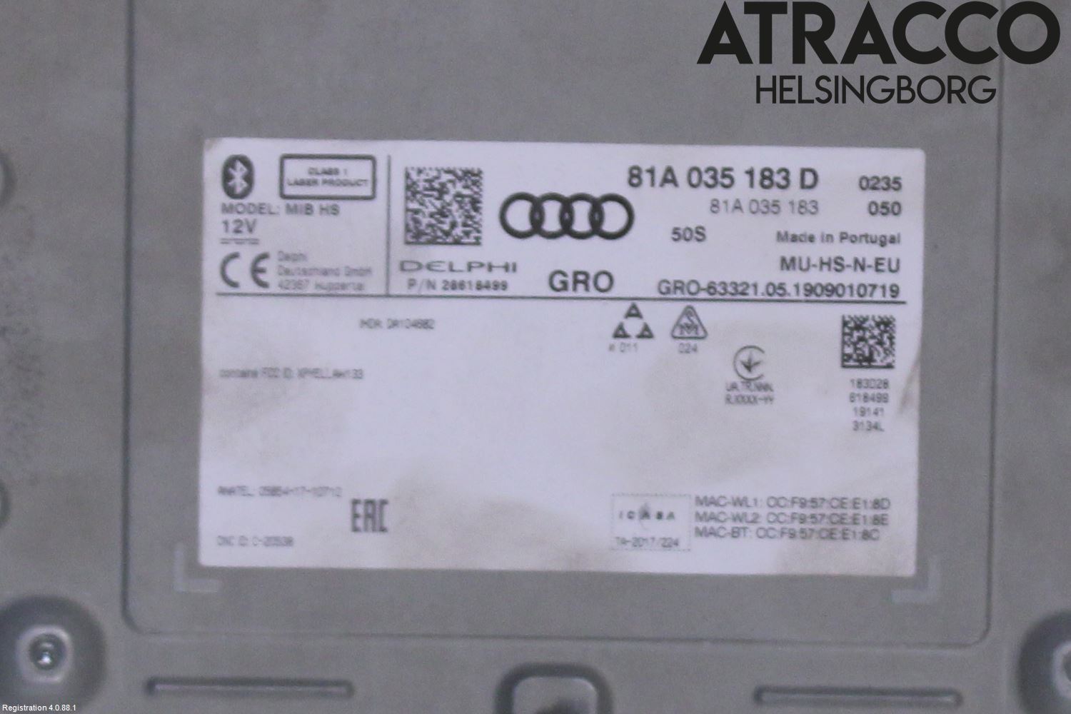 Audi A3/S3 8V 13-20 Stereo Radio Med Cd