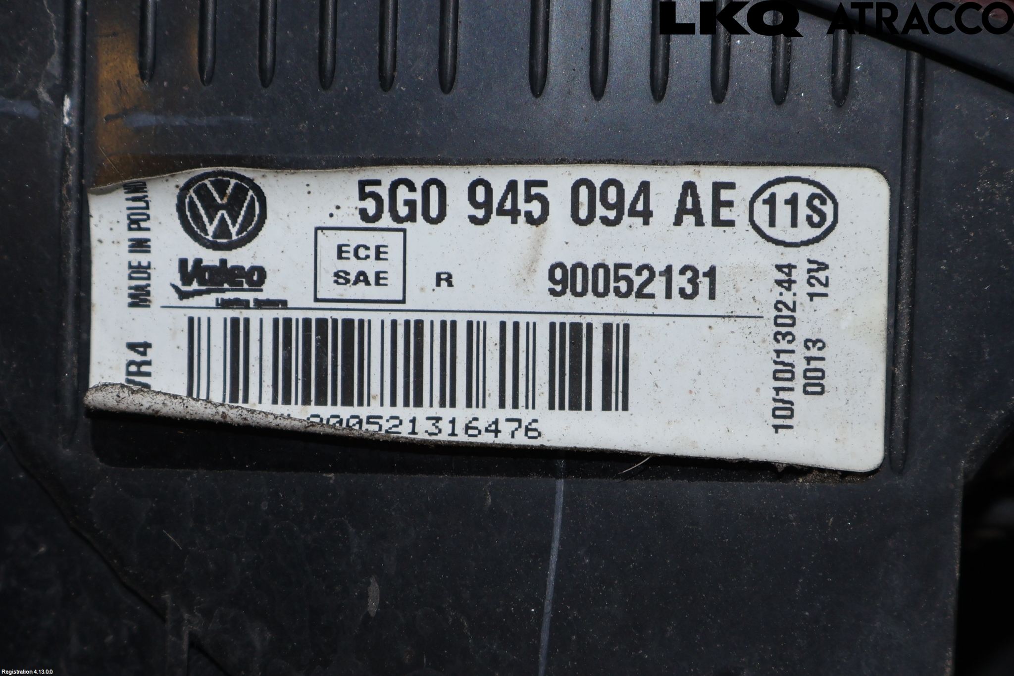 Volkswagen VW GOLF / E-GOLF VII 13-20 Baklykt Høyre  På Luke(Indre)