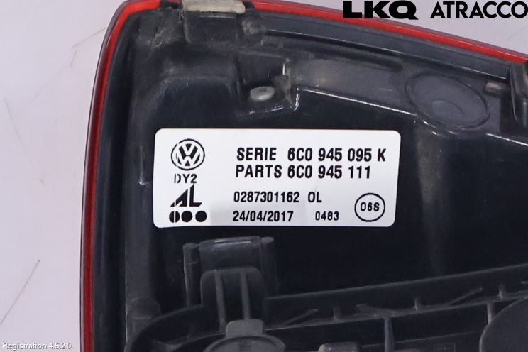 Volkswagen VW POLO 10-17 Baklykt Venstre