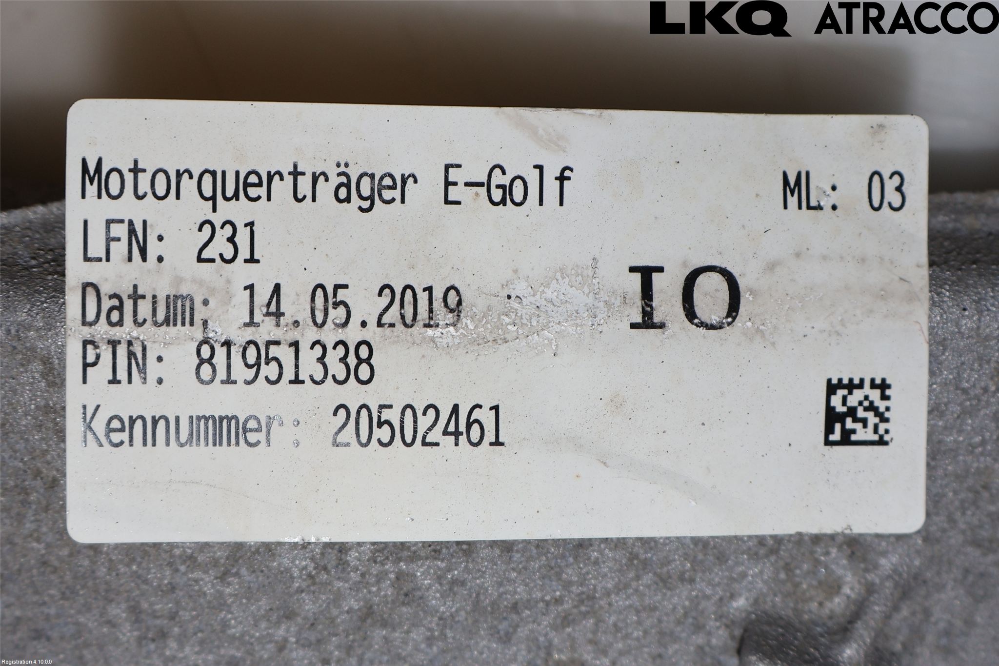 Volkswagen VW GOLF / E-GOLF VII 13-20 Motorbjelke (Langs Gående )