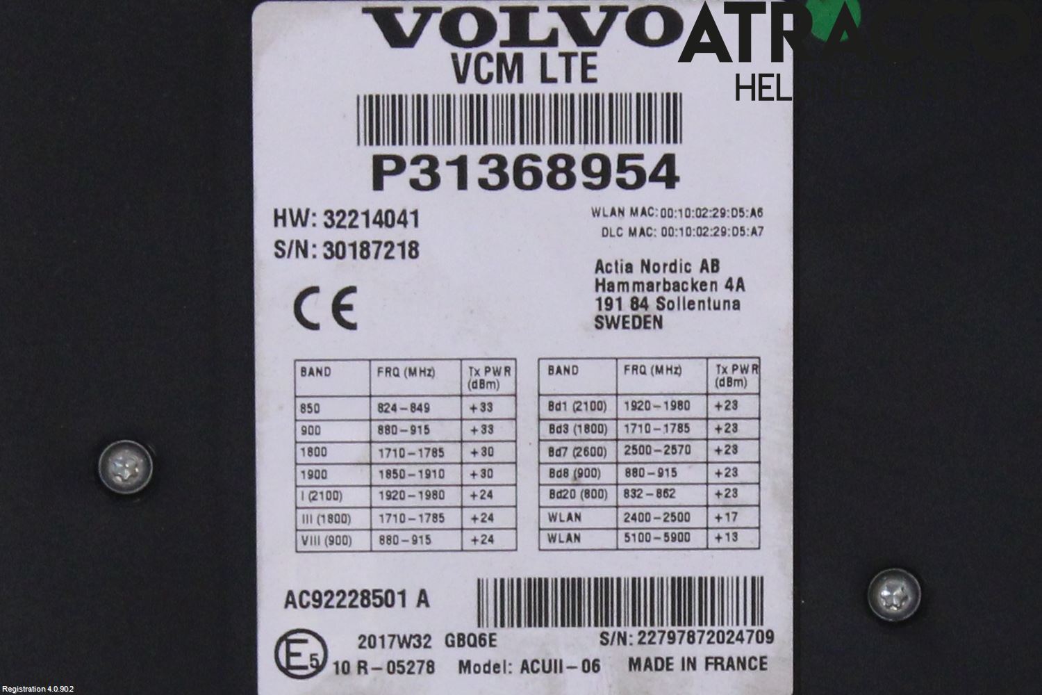 Volvo V90 17->> Styreenhet Øvrig