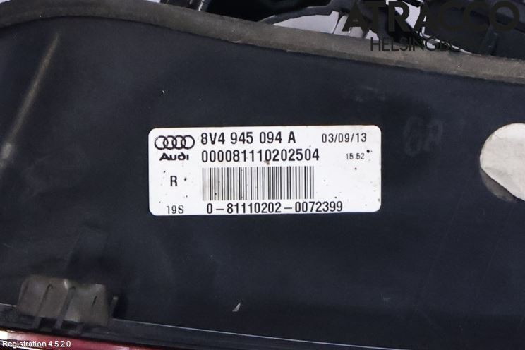 Audi A3/S3 8V 13-20 Baklykt Høyre  På Luke(Indre)