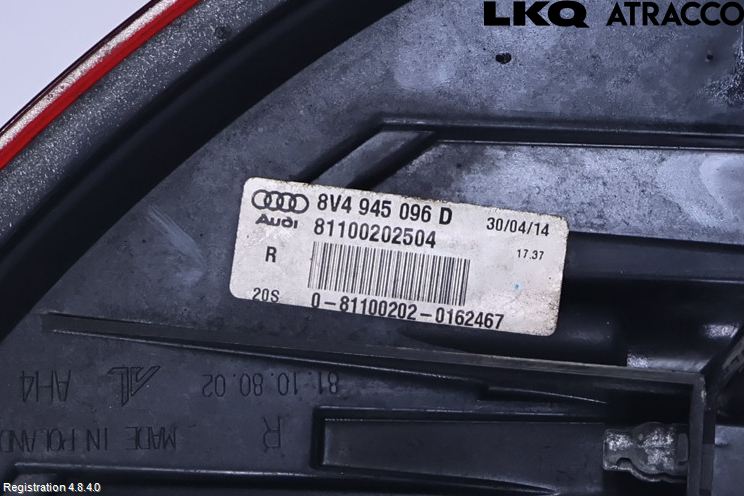 Audi A3/S3 8V 13-20 Baklykt Høyre