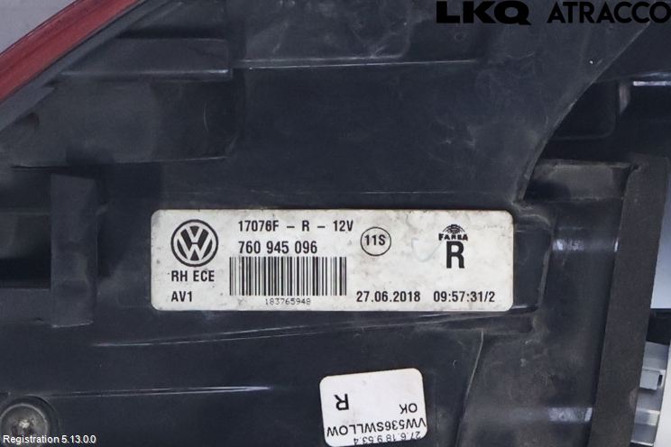 Volkswagen VW TOUAREG CR 18- Baklykt Høyre