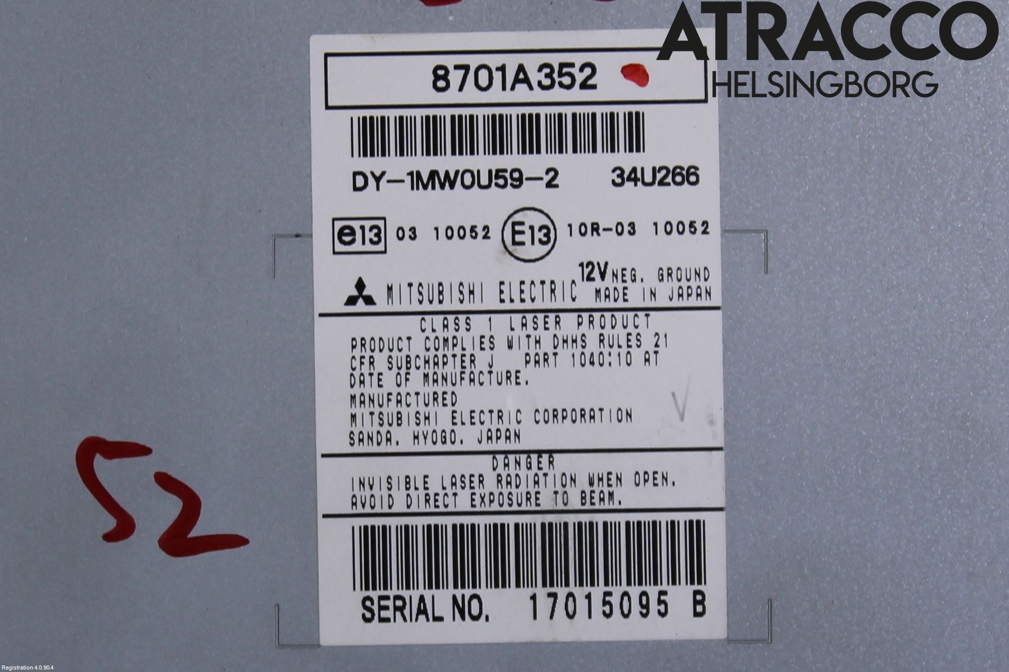 Mitsubishi ASX 10-22 Stereo Radio Med Cd