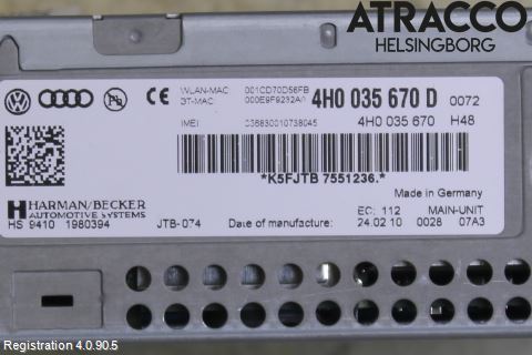Audi A8/S8 4H 10-17 Stereo Radio Med Cd